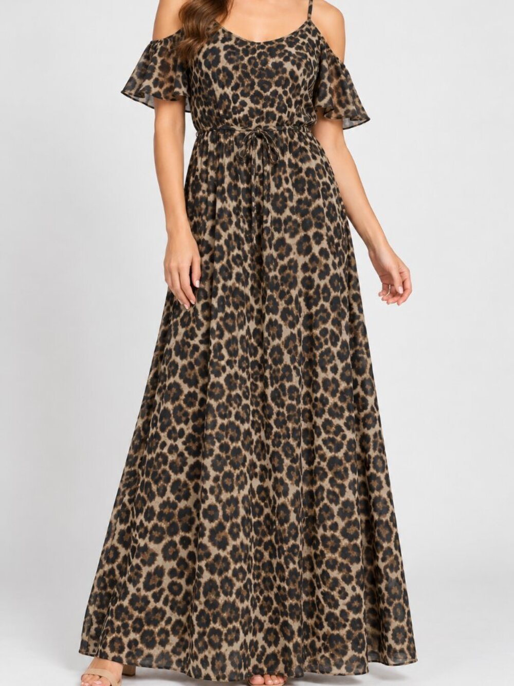 Ultra Pink Leopard Print Cold Shoulder Maxi Dress Size S NWT